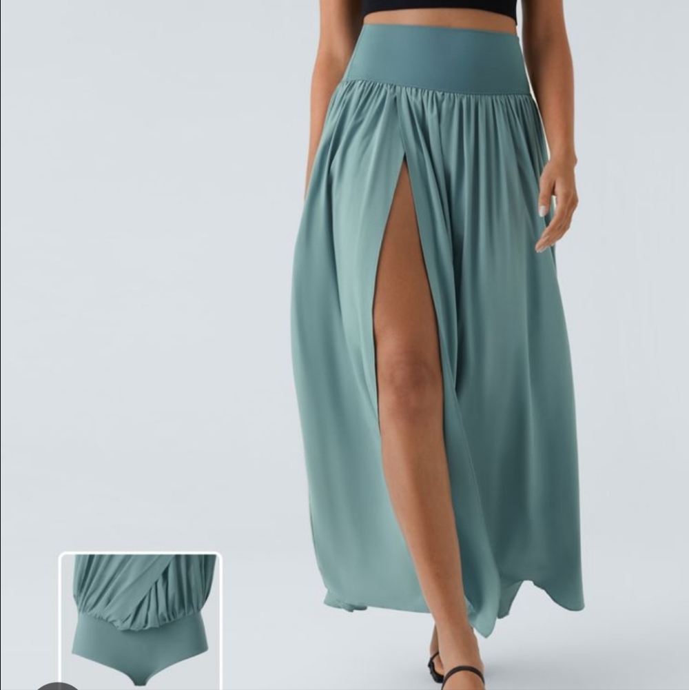 Stone Blue High Waisted Tummy Control Skirt